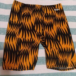 DOLFIN SWIM JAMMER, ORANGE AND BLACK PRINT, SIZE "32", (Pre-Owned)